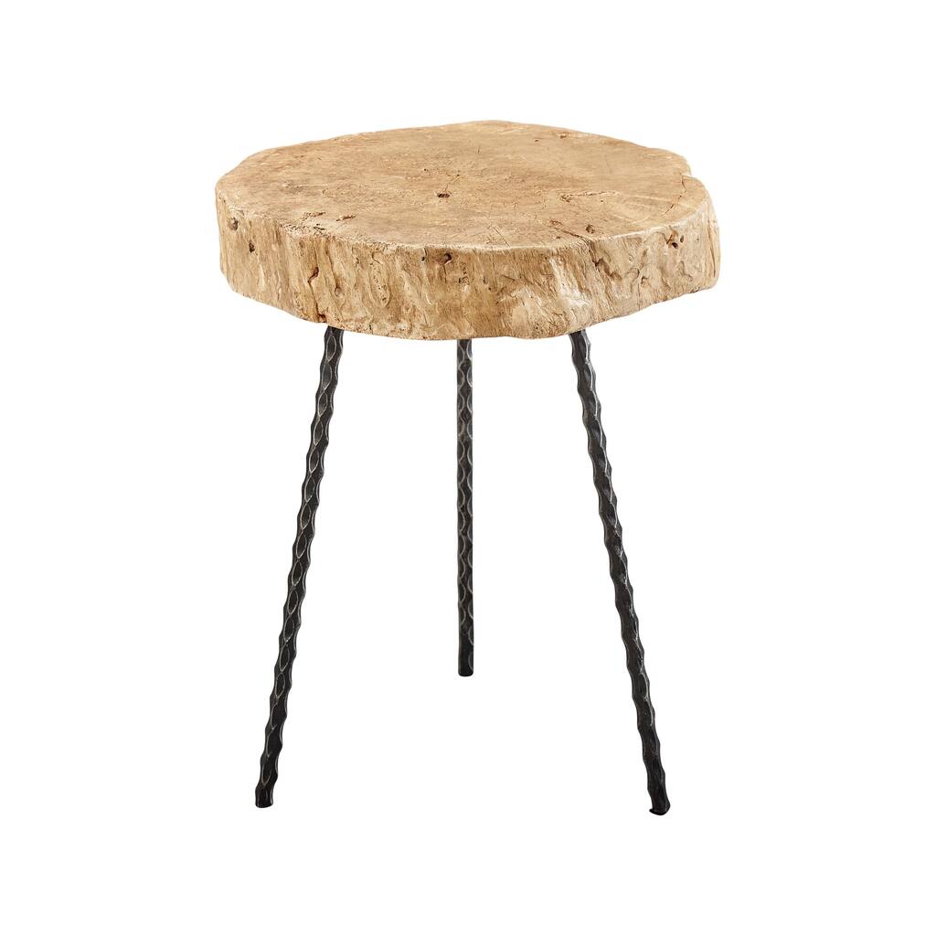 Lynchburg Natural Edge Pine & Hammered Iron End Table