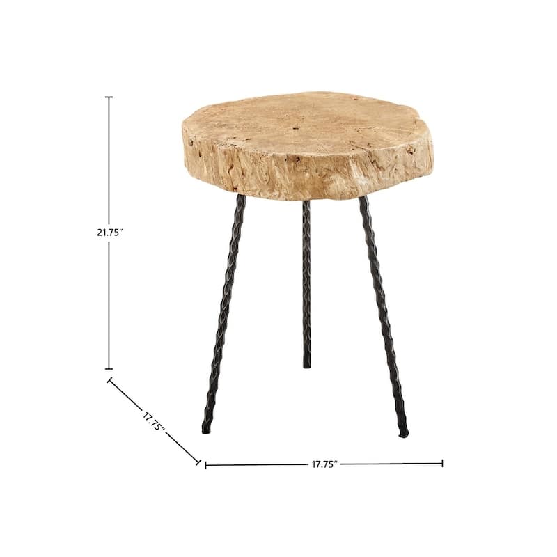 Lynchburg Natural Edge Pine & Hammered Iron End Table