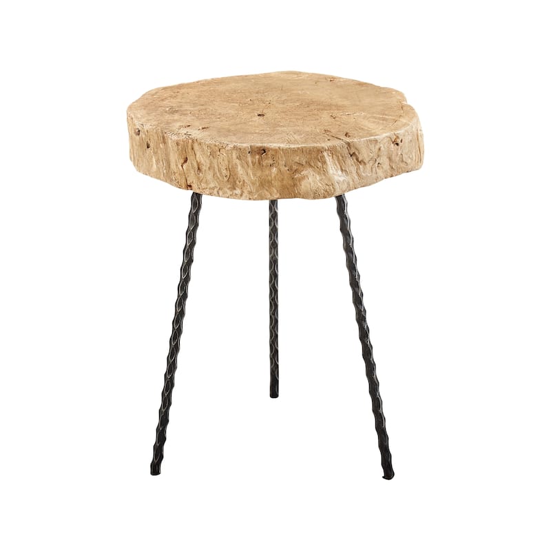 Lynchburg Natural Edge Pine & Hammered Iron End Table