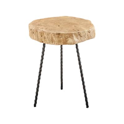 Lynchburg Natural Edge Pine & Hammered Iron End Table