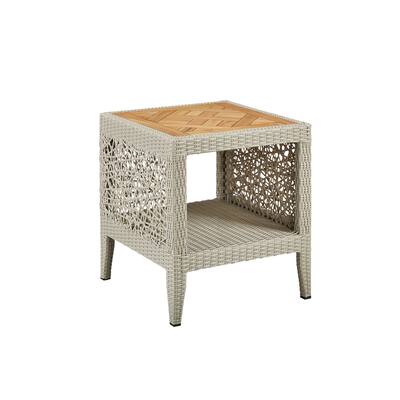 Haven Outdoor Patio Accent End Table with Teak Top & Resin Body