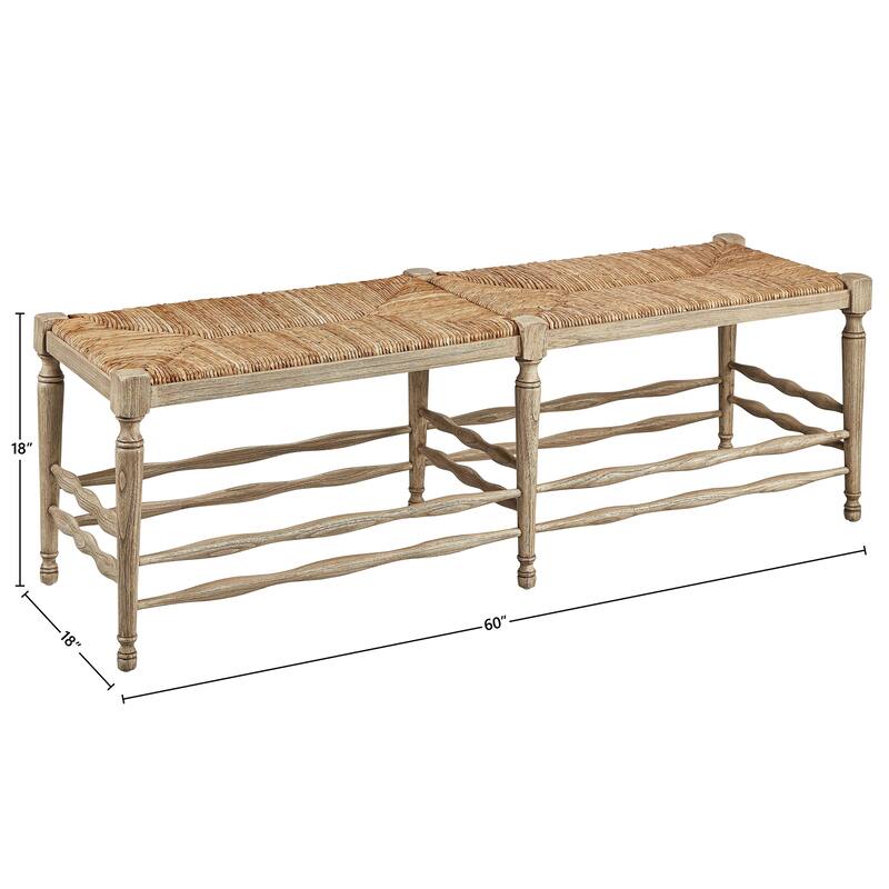 Furniture Classics Galway Traditional Hand Tied Rush Bench