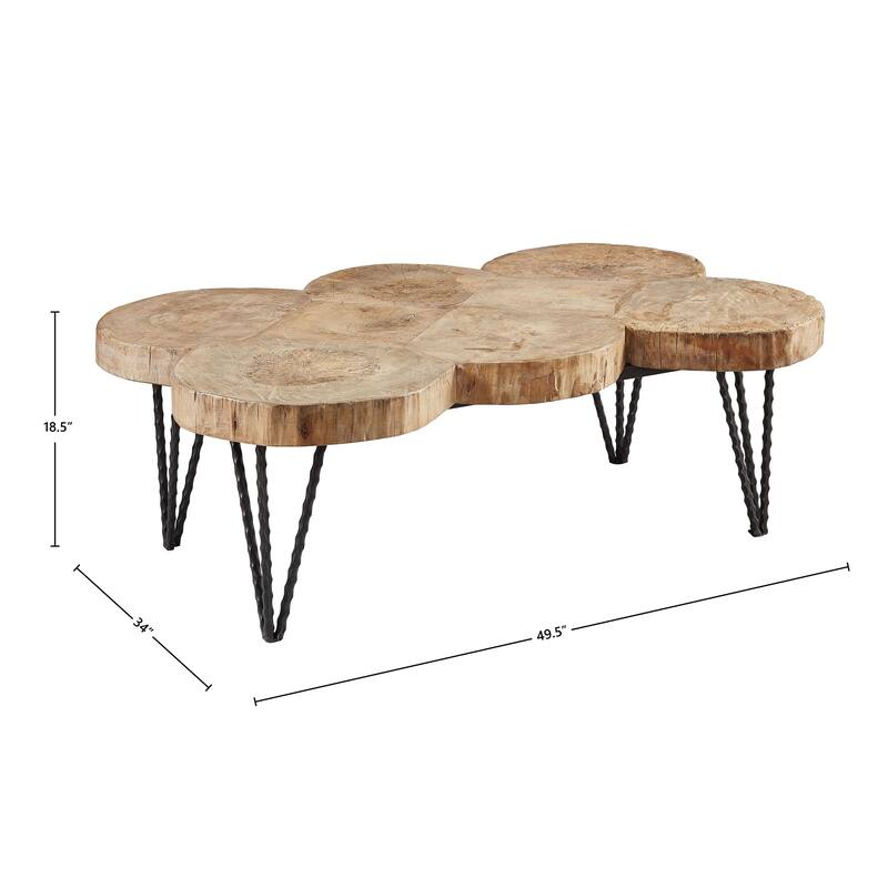 Lynchburg Natural Edge Pine & Hammered Iron Coffee or Cocktail Table