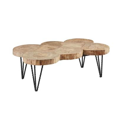 Lynchburg Natural Edge Pine & Hammered Iron Coffee or Cocktail Table