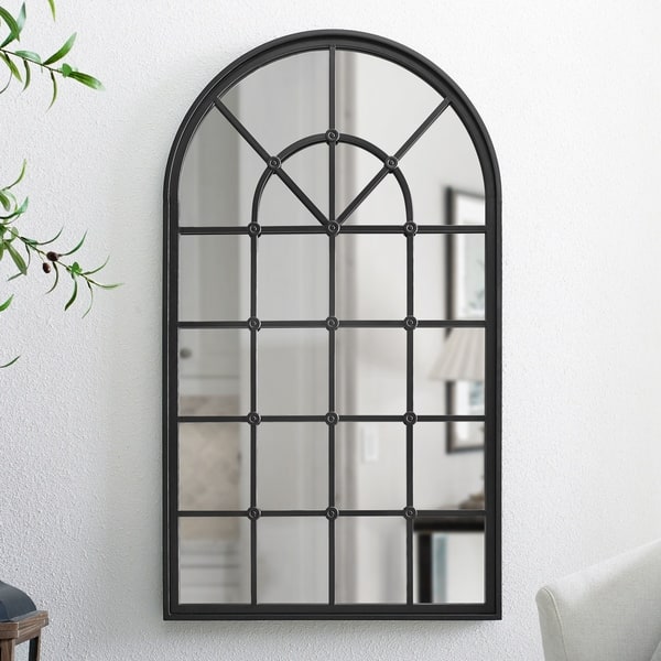 Copper Grove 50 Inch Arched Windowpane Mirror On Sale Overstock 30944146