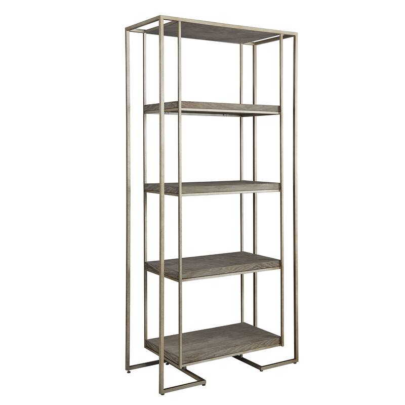 Blue Point Oak & Metal Floating Open Back Display Stand