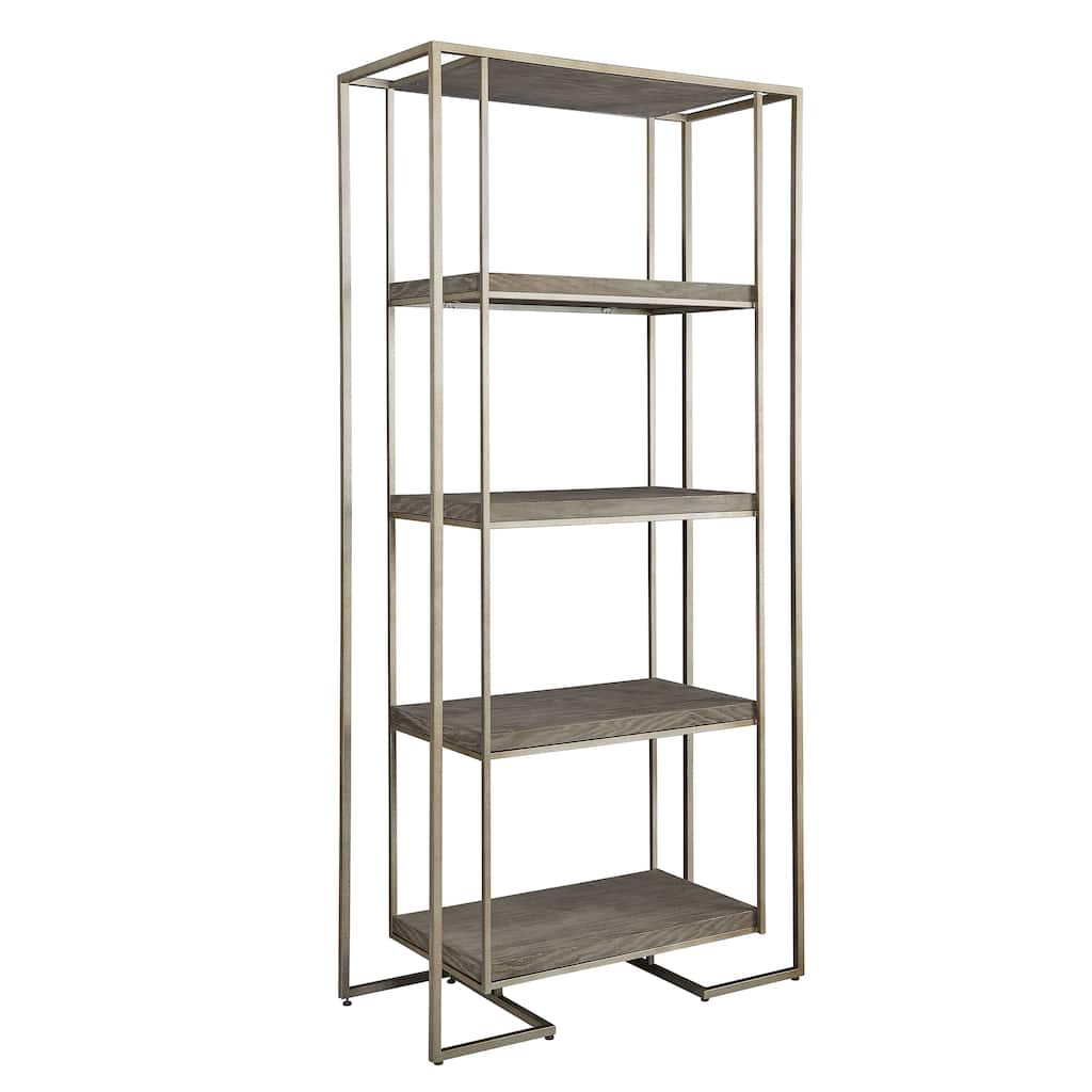 Blue Point Oak & Metal Floating Open Back Display Stand