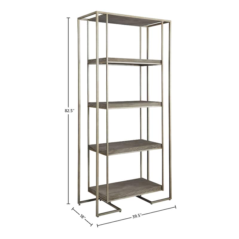 Blue Point Oak & Metal Floating Open Back Display Stand