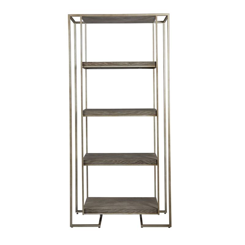 Blue Point Oak & Metal Floating Open Back Display Stand