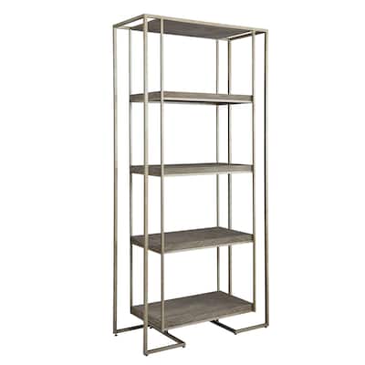 Blue Point Oak & Metal Floating Open Back Display Stand