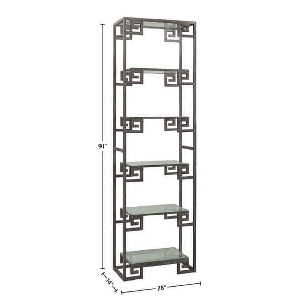 Kelton Grecian Style Scrolled Iron Display Case with Shattered Glass Shelves