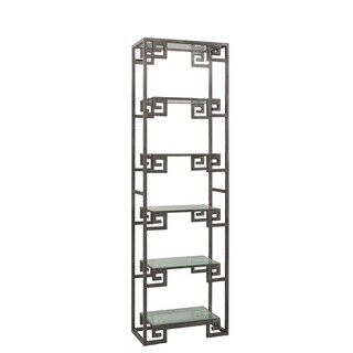 Kelton Grecian Style Scrolled Iron Display Case with Shattered Glass Shelves