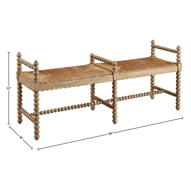 Isle of Man Traditional Hand-Tied Rush Bench