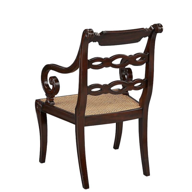 Isadora Mahogany Carved Host Accent Chair with Woven Seat