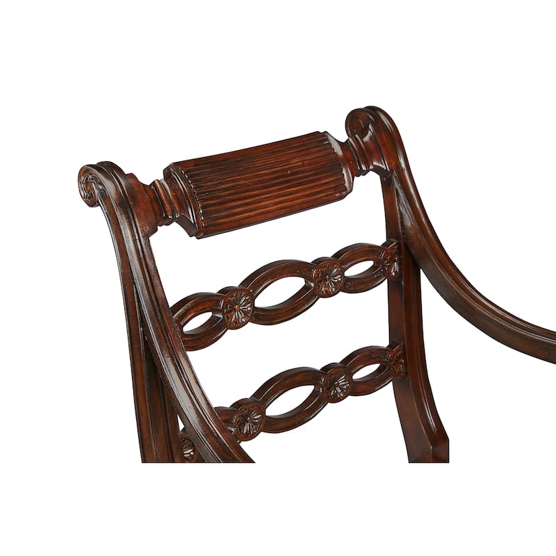 Isadora Mahogany Carved Host Accent Chair with Woven Seat