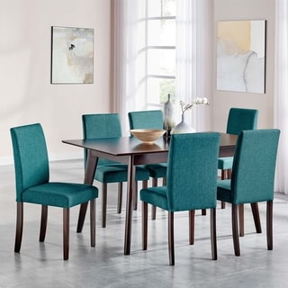 Modway Prosper 7 Piece Upholstered Fabric Dining Set (Cappuccino Teal)