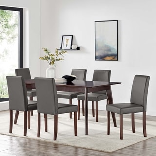Modway Prosper 7 Piece Faux Leather Dining Set (Cappuccino Gray)
