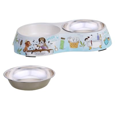 Certified International Doggy Day Spa Double Serve Pet Bowl and Insert
