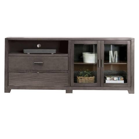 Transitional Wooden TV Stand with Cabinet and Drawer Storage, Gray