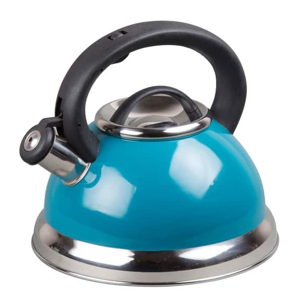 Creative Home Alexa 3.0 Quart Stainless Steel Whistling Tea Kettle with  Aluminum Capsulated Bottom, Aqua Color - On Sale - Bed Bath & Beyond -  30946239