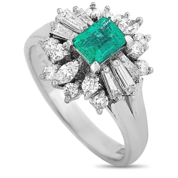 0.60 ct Diamond and Emerald Ring Size 