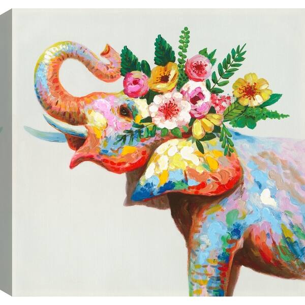 24x24 Colorful Elephant Canvas Wall Art Abstract Decor Animals Pink Large Xl Overstock 30948447