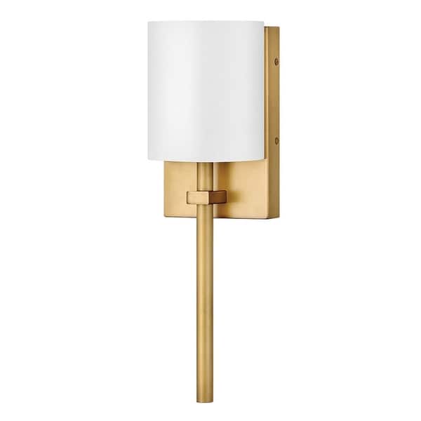 slide 1 of 1, Avenue 1-Light Wall Mount Heritage Brass Sconce