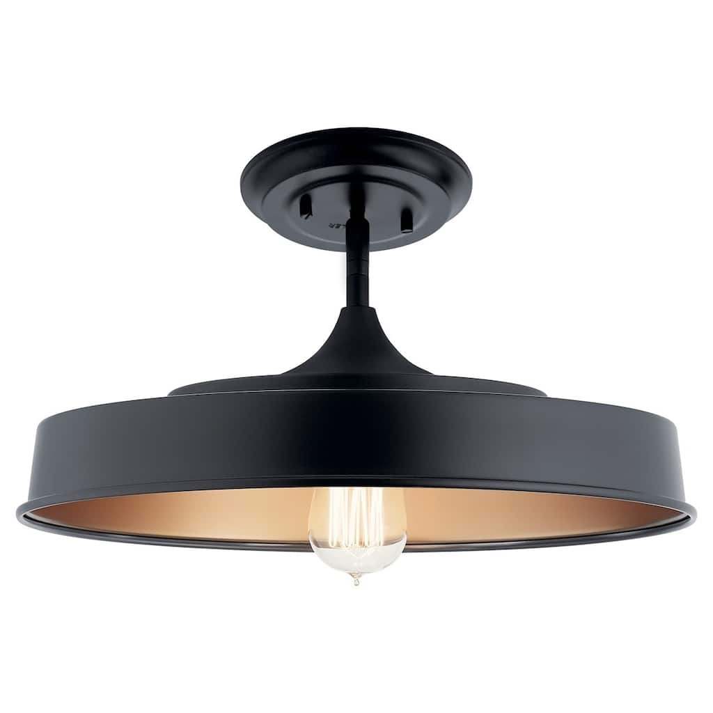 Kichler Lighting Elias 1-Light Semi Flush Mount Ceiling Light Black