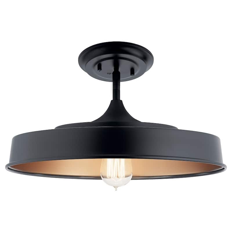 Kichler Lighting Elias 1-Light Semi Flush Mount Ceiling Light Black