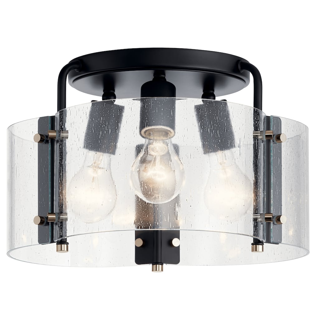 Kichler Lighting Thoreau 3-Light Semi Flush Mount Ceiling Light Black