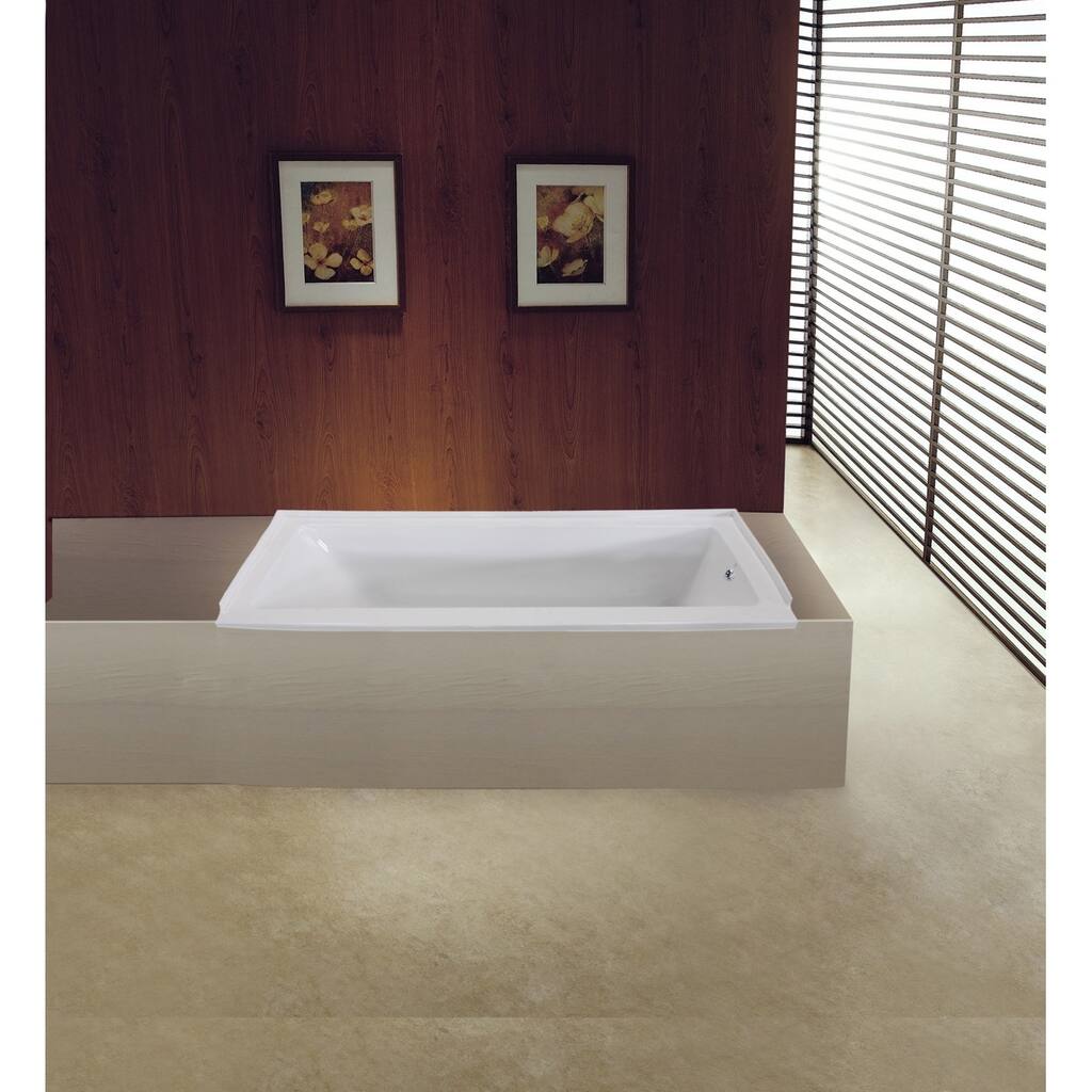 Kingston Brass 60-Inch Acrylic Rectangular Drop-In Tub with Right-Hand Drain