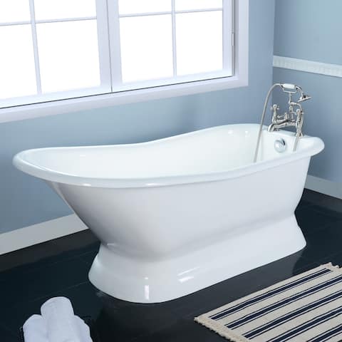66-in Cast Iron Slipper Pedestal Tub with 7-in Faucet Drillings