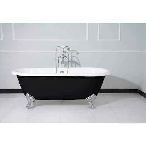 Black 66-in Cast Iron Double Ended Clawfoot Tub (No Faucet Drillings)