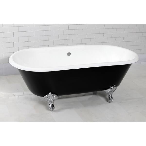 Kingston Brass Black 66in Cast Iron Double Ended Clawfoot Tub (No Faucet Drillings) On Sale