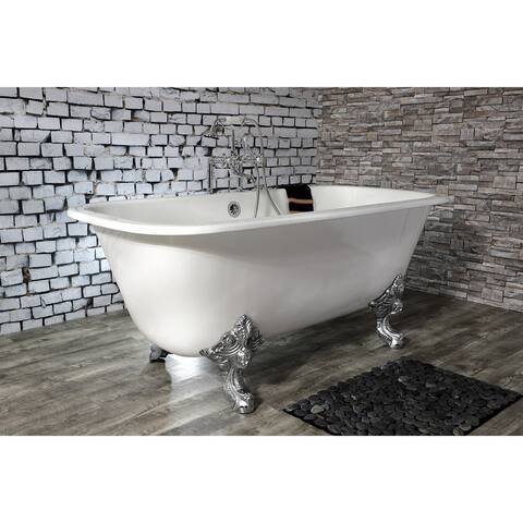 67-in Cast Iron Double Ended Clawfoot Tub with 7-in Faucet Drillings