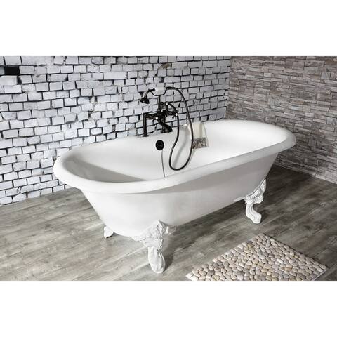 72-in Cast Iron Double Ended Clawfoot Tub with 7-in Faucet Drillings
