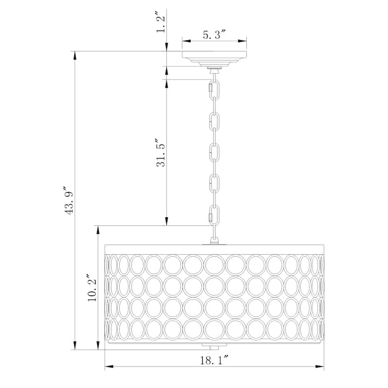 Tessa Satin Bronze 3-Light Drum Chandelier with Geometric-Patterned Metal Frame