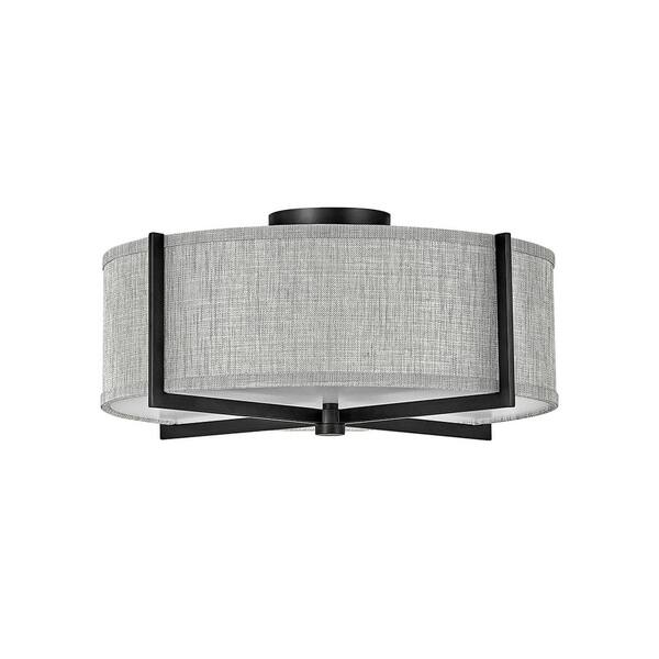 slide 1 of 1, Axis 3-Light Medium Black Semi-Flush Mount
