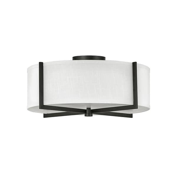 slide 1 of 1, Axis 3-Light Medium Black Semi-Flush Mount