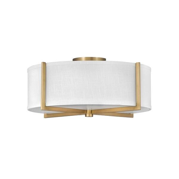 slide 1 of 1, Axis 3-Light Medium Heritage Brass Semi-Flush Mount
