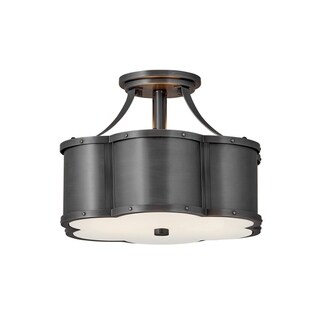 Chance 2-Light Small Blackened Brass Semi-Flush Mount