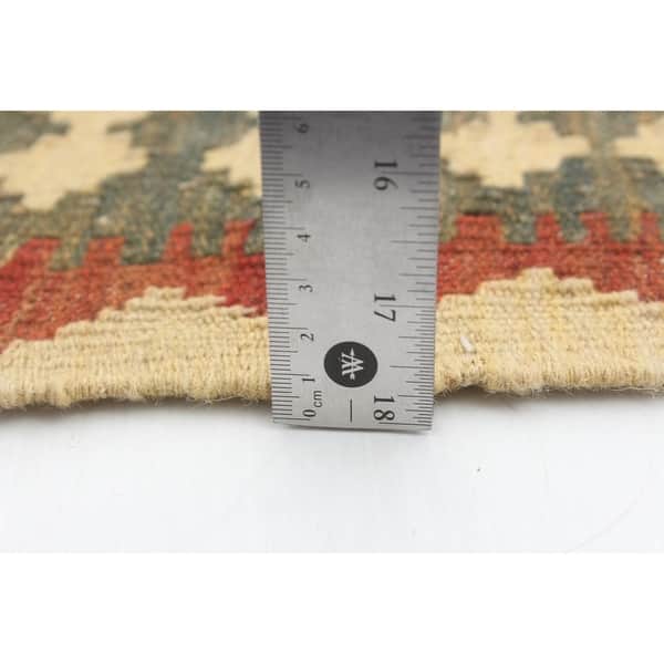 Flat-weave Kashkoli Brown, Khaki Wool Kilim - 3'1