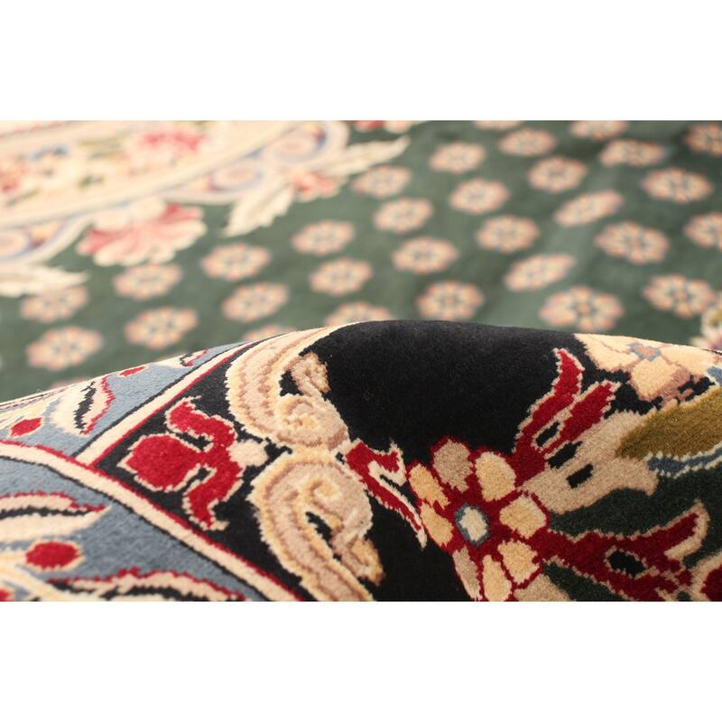 Handknotted Pako Persian Green Wool Rug 9'0 x 11'9 On Sale Bed