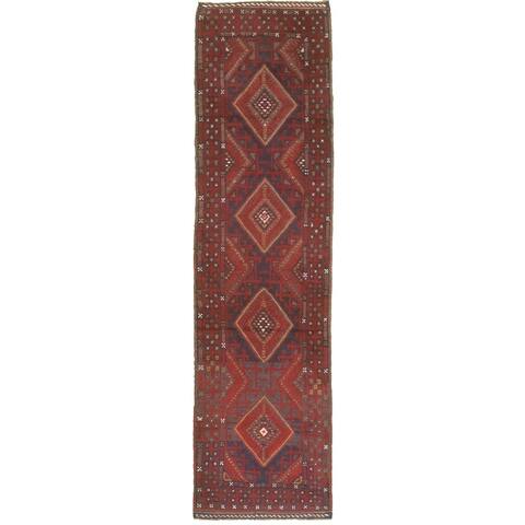 Hand-knotted Tajik Caucasian Red Wool Rug - 2'1 x 8'3