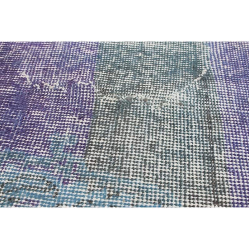 Hand-knotted Color Transition Blue Wool Rug - 6'7" x 9'11"