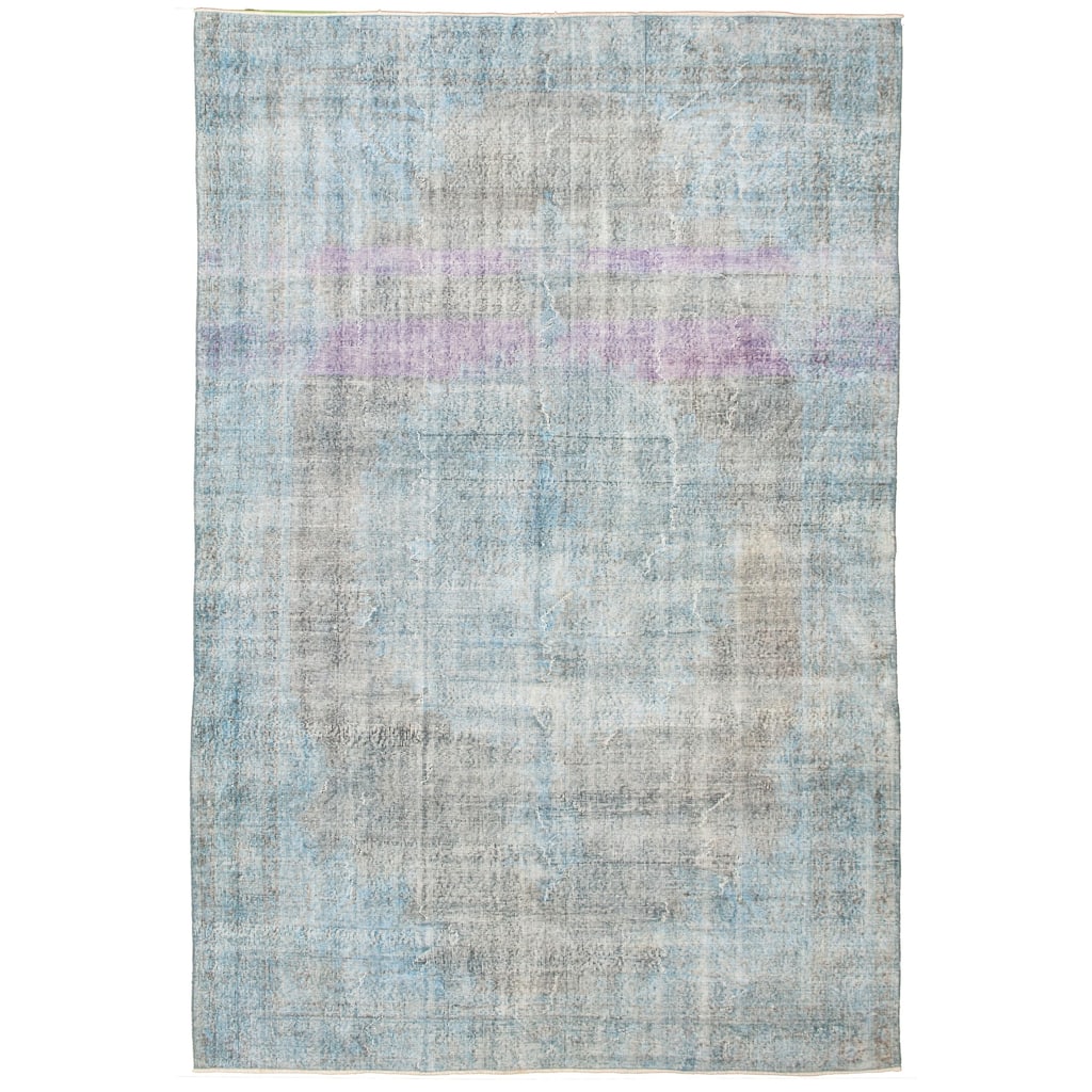 Hand-knotted Color Transition Blue Wool Rug - 6'7" x 9'11"