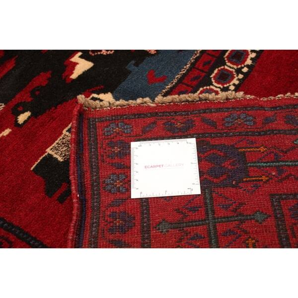 Hand-knotted Rare War Red Wool Rug - 6'8