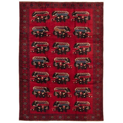 Hand-knotted Rare War Red Wool Rug - 6'8" x 10'0"