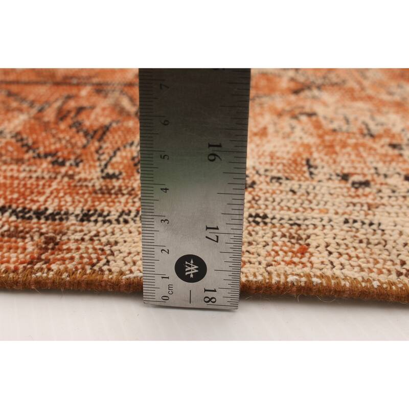 Hand-knotted Color Transition Orange Wool Rug - 5'9 x 9'2