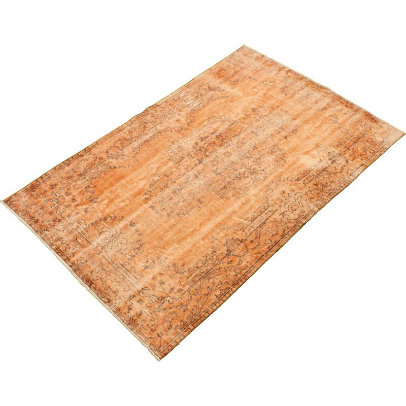 Hand-knotted Color Transition Orange Wool Rug - 5'9 x 9'2